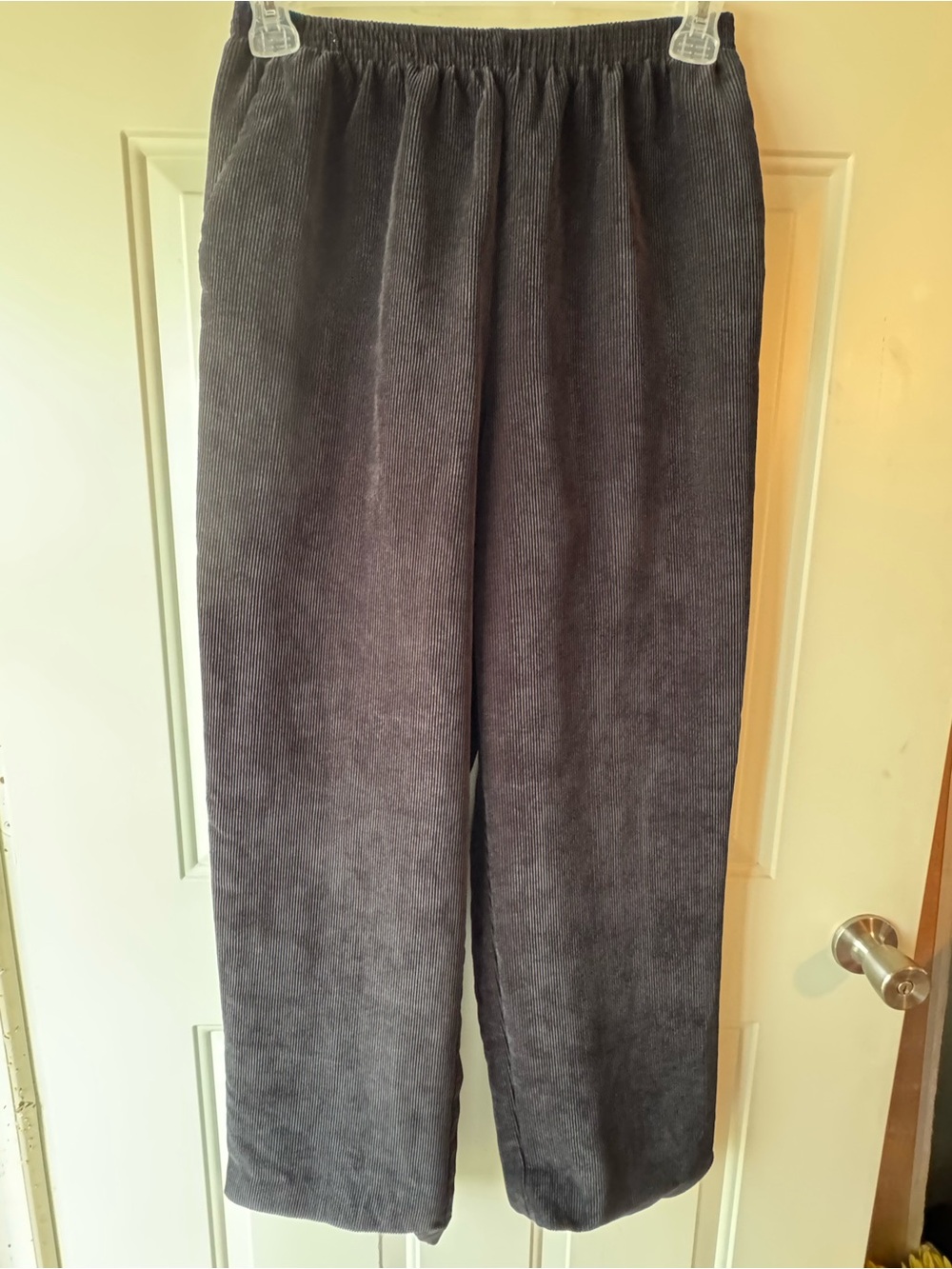 Black Corduroy Elastic-Waist Pants